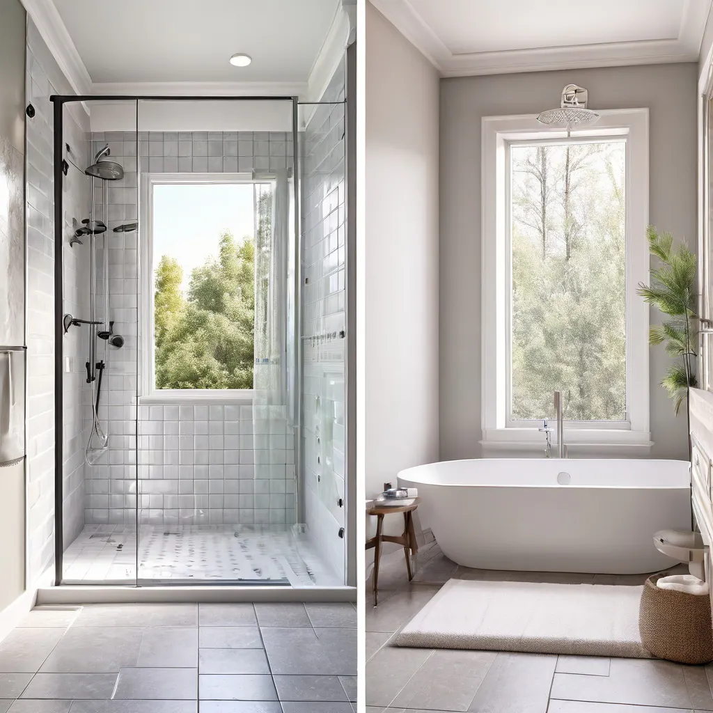 Tub-to-Shower Conversion before and after