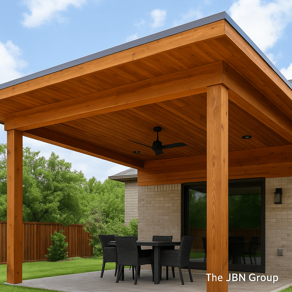 Modern Flat Roof Wood Patio Covers