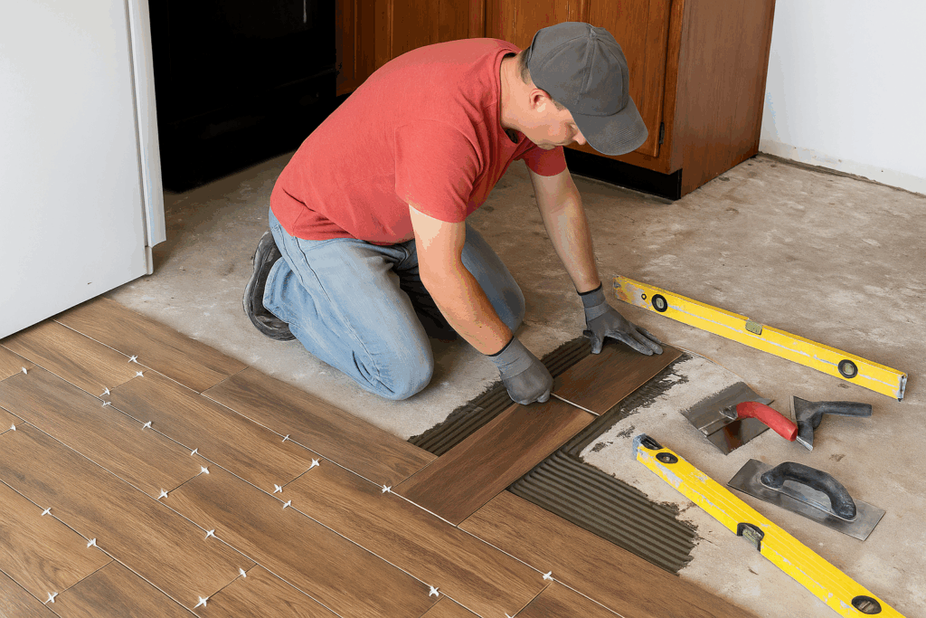Kitchen floor installation