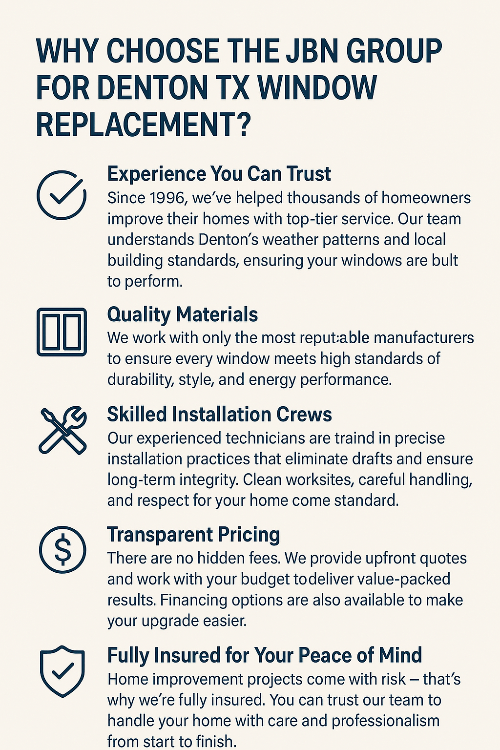 Why Choose The JBN Group for Denton TX Window Replacement