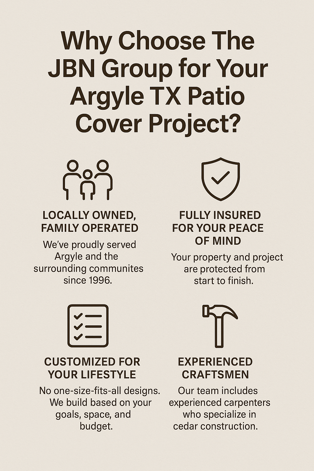 Why Choose The JBN Group for Your Argyle TX Patio Cover Project