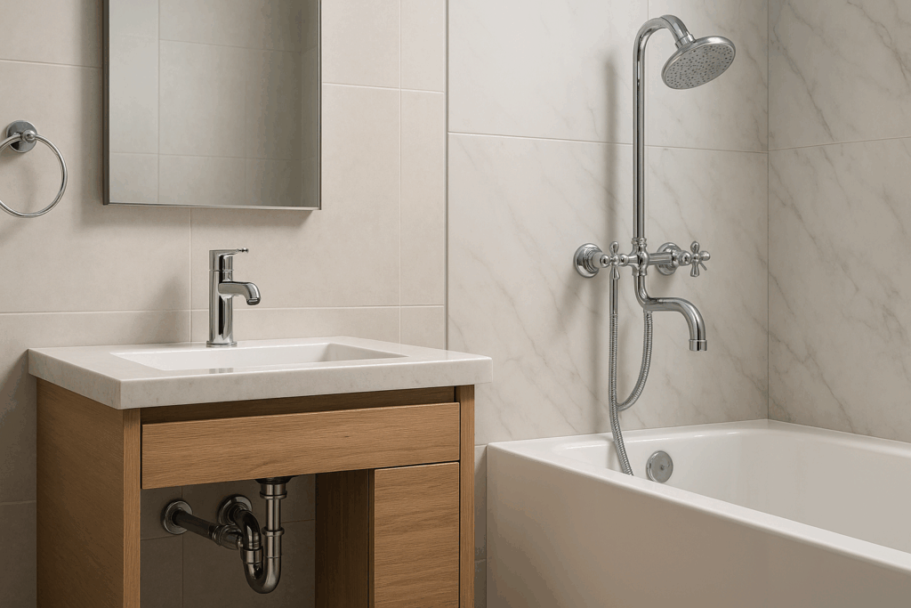 Bathroom plumbing and fixtures