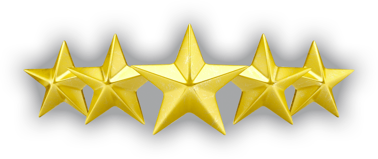 Five golden stars in a row
