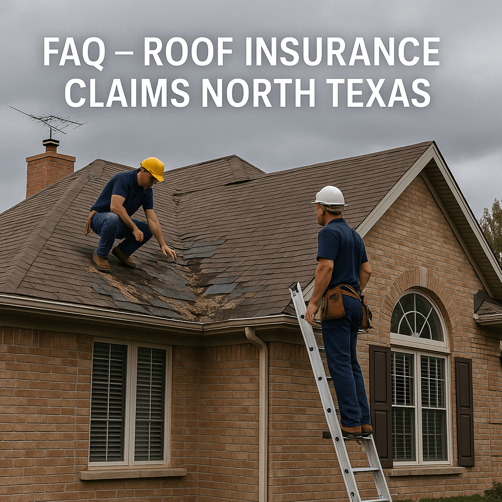 Workers inspecting a roof for damage