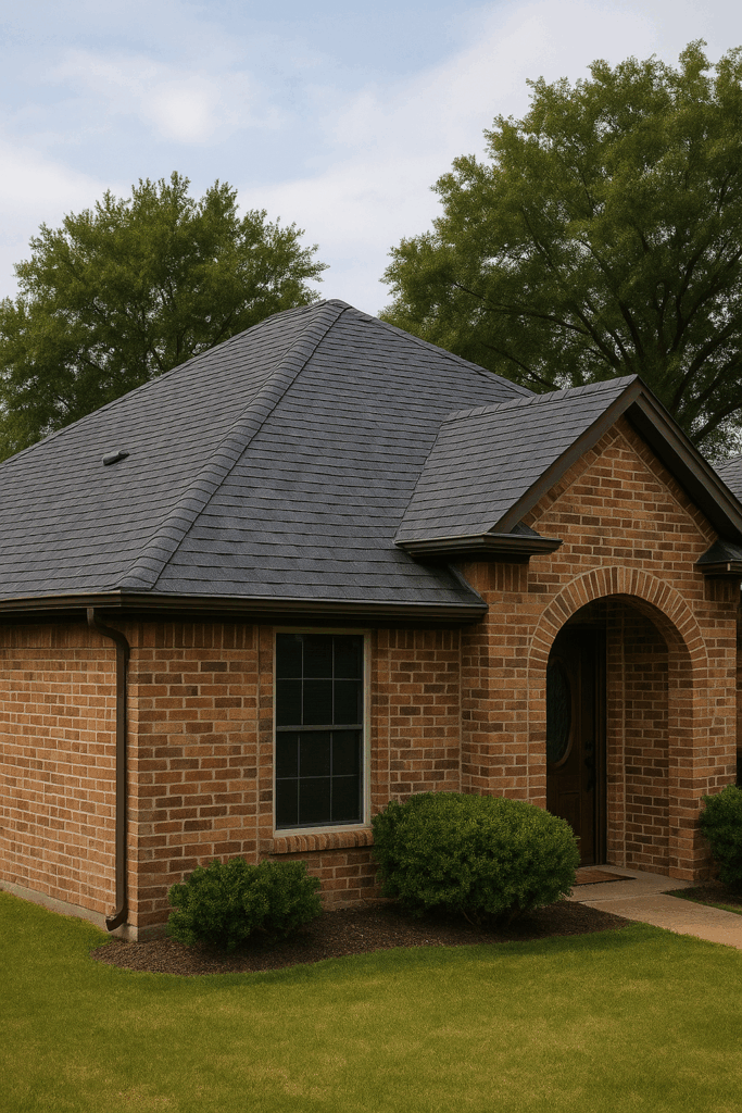 Brick house with a dark roof