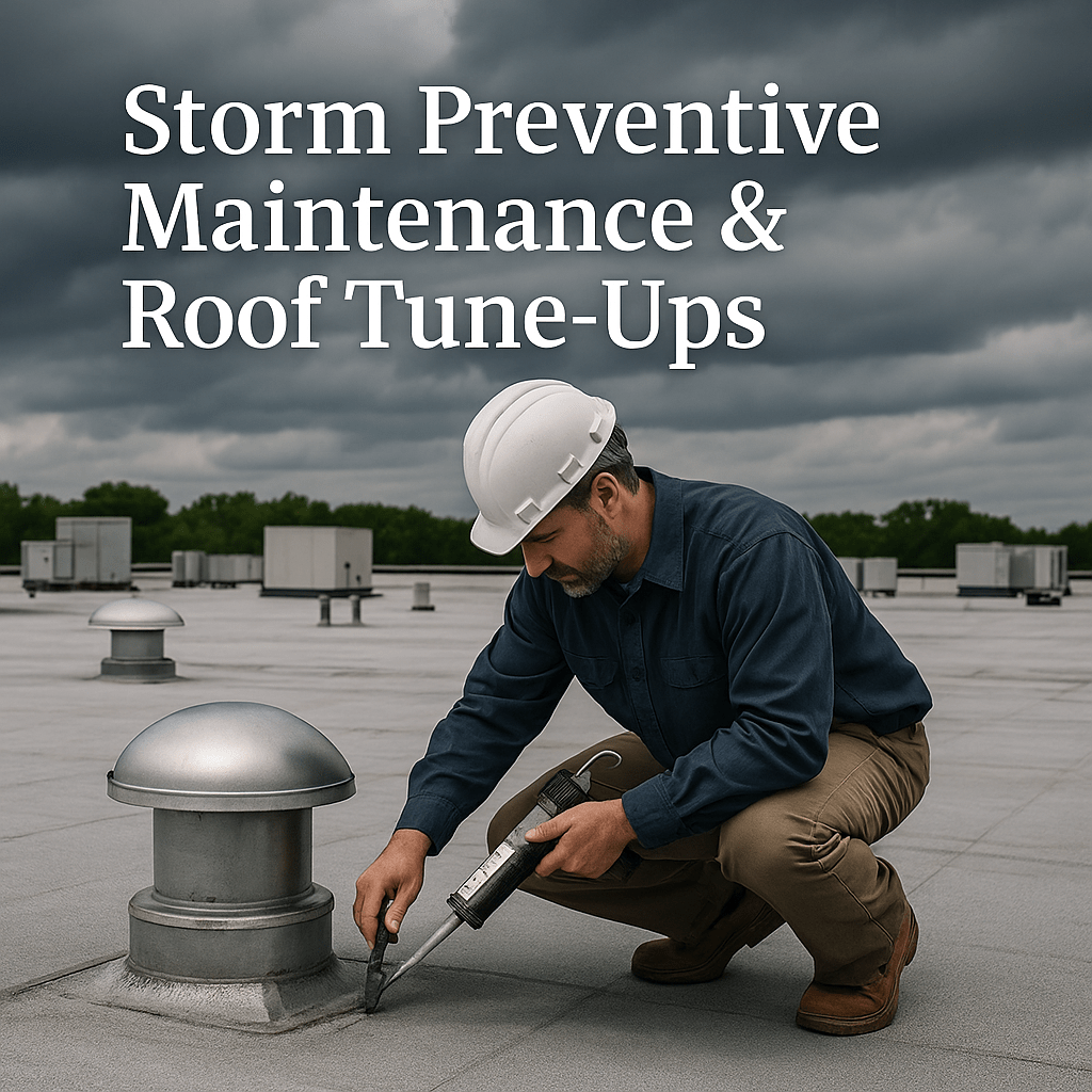 Worker inspecting roof for maintenance
