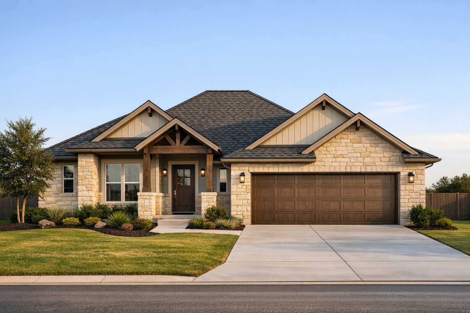 Modern Texas home with newly installed 30-year architectural shingle roofing