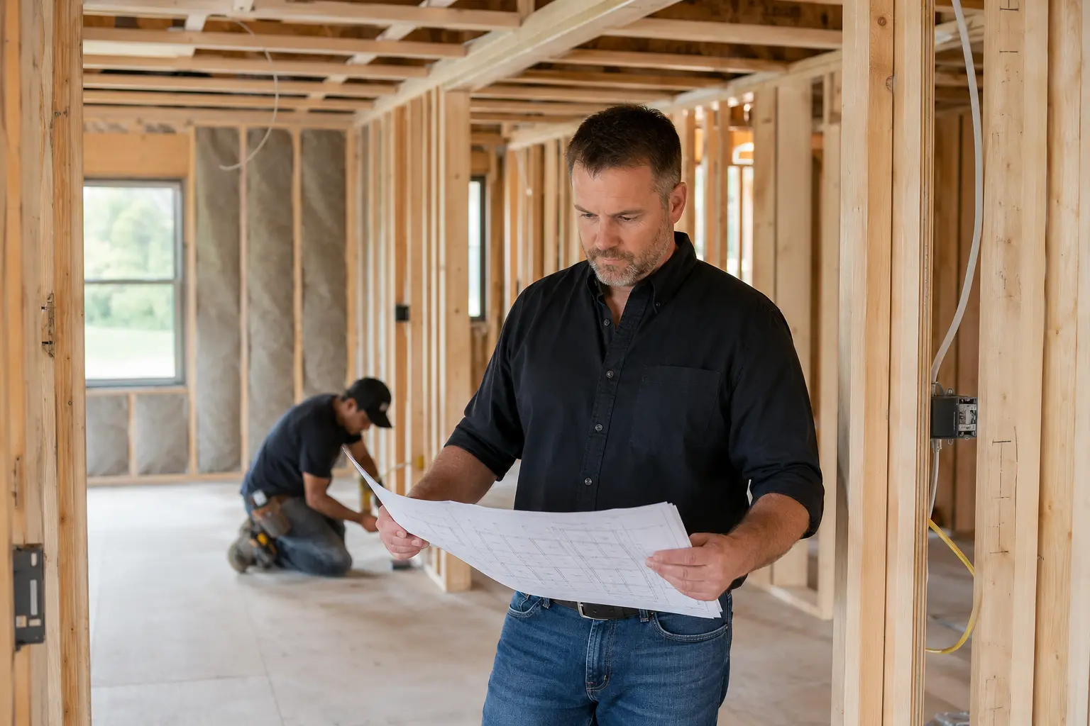 Insured Denton general contractor managing a residential construction project