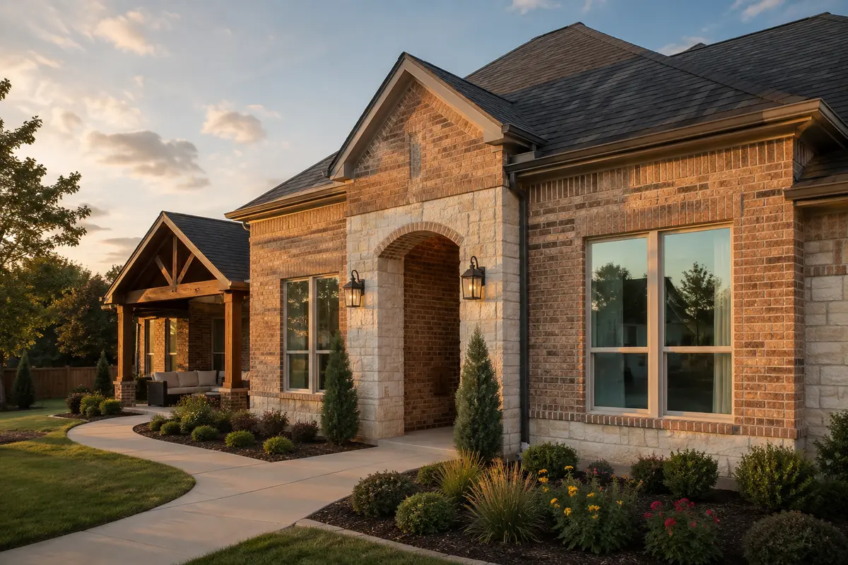 North Texas home with coordinated roofing windows and cedar outdoor improvements