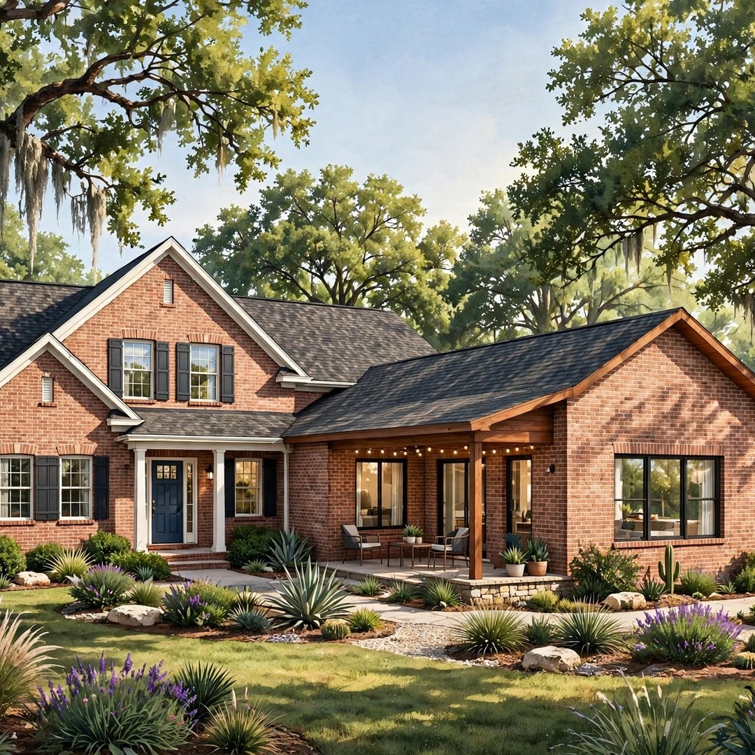 Residential home addition attached to an existing brick home