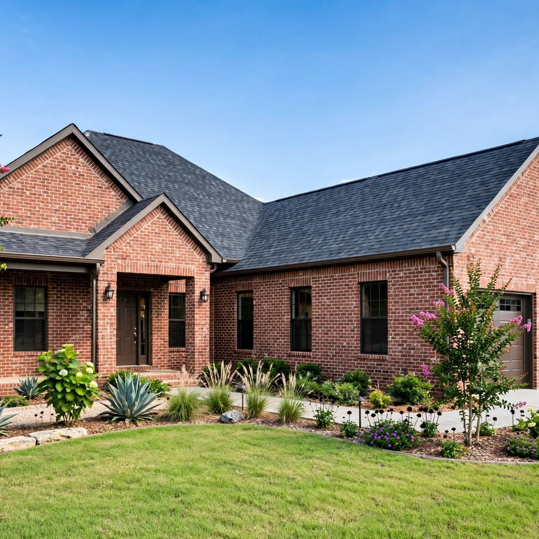 General Contractor Corinth TX 3 Brick home exterior with a connected roofline