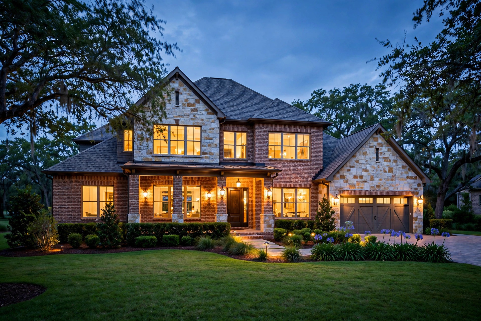 Structural and Multi-Trade Remodeling Frisco TX - Brick Home at Dusk general contractor frisco tx
