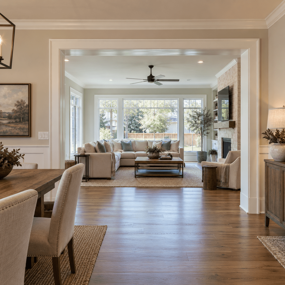 Home Additions 2 Finished interior transition between an existing Denton home and new family room addition