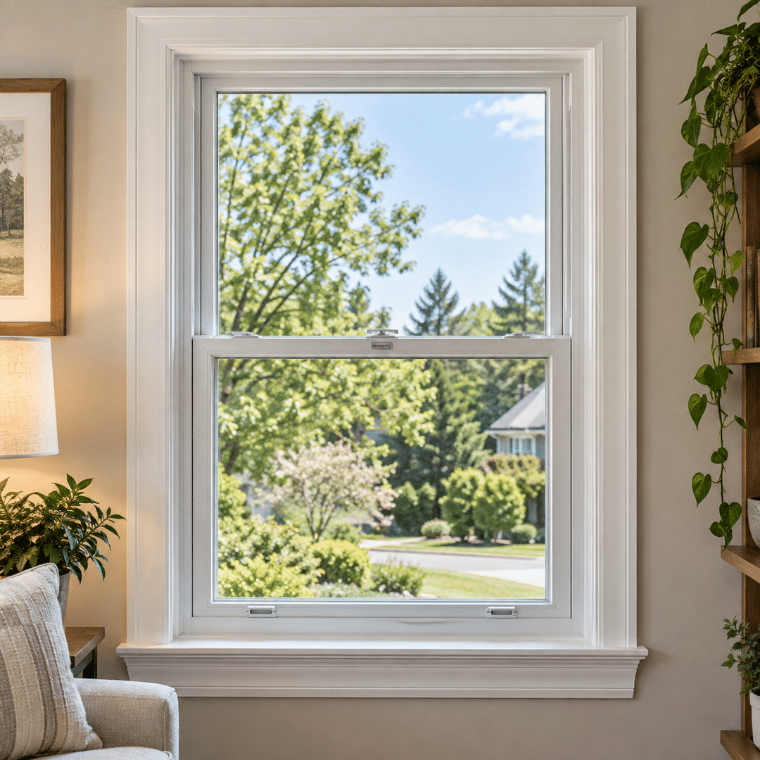 JBN Windows 4 Finished vinyl replacement window with insulated glass hardware and interior trim