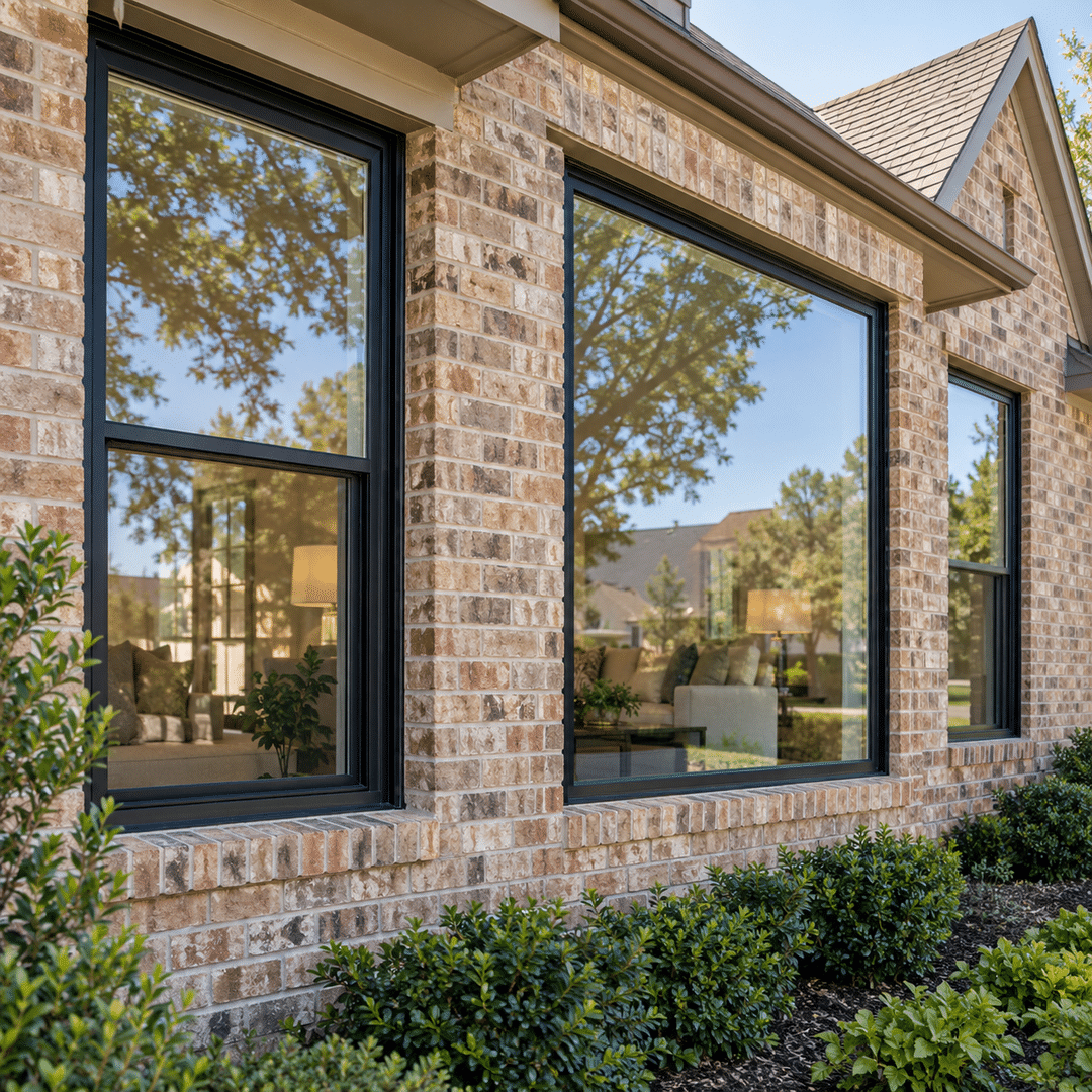 Specialized Divisions 3 Replacement windows installed in a North Texas brick home representing JBN Windows