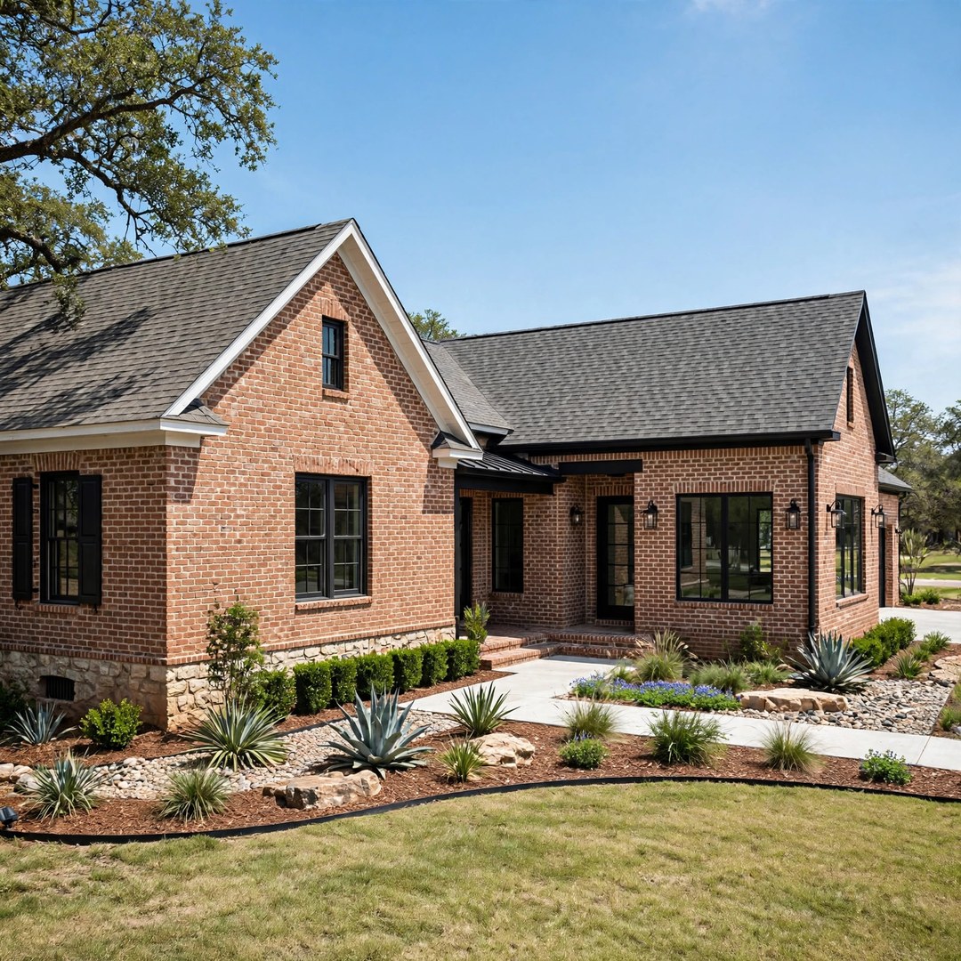 Brick home addition exterior tied into the existing roofline