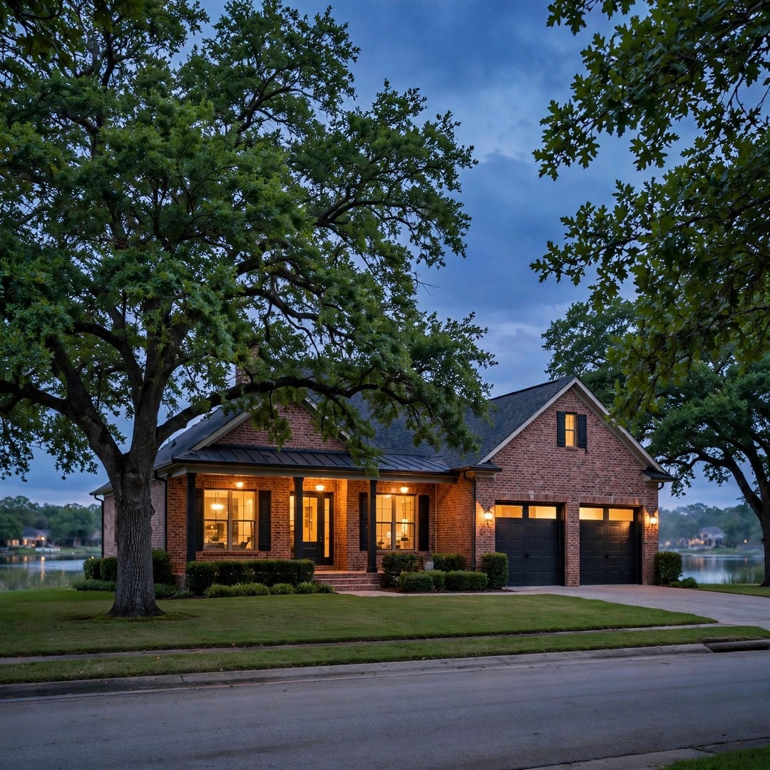 Structural and Multi-Trade Remodeling Little Elm TX - Brick Home at Dusk general contractor little elm tx