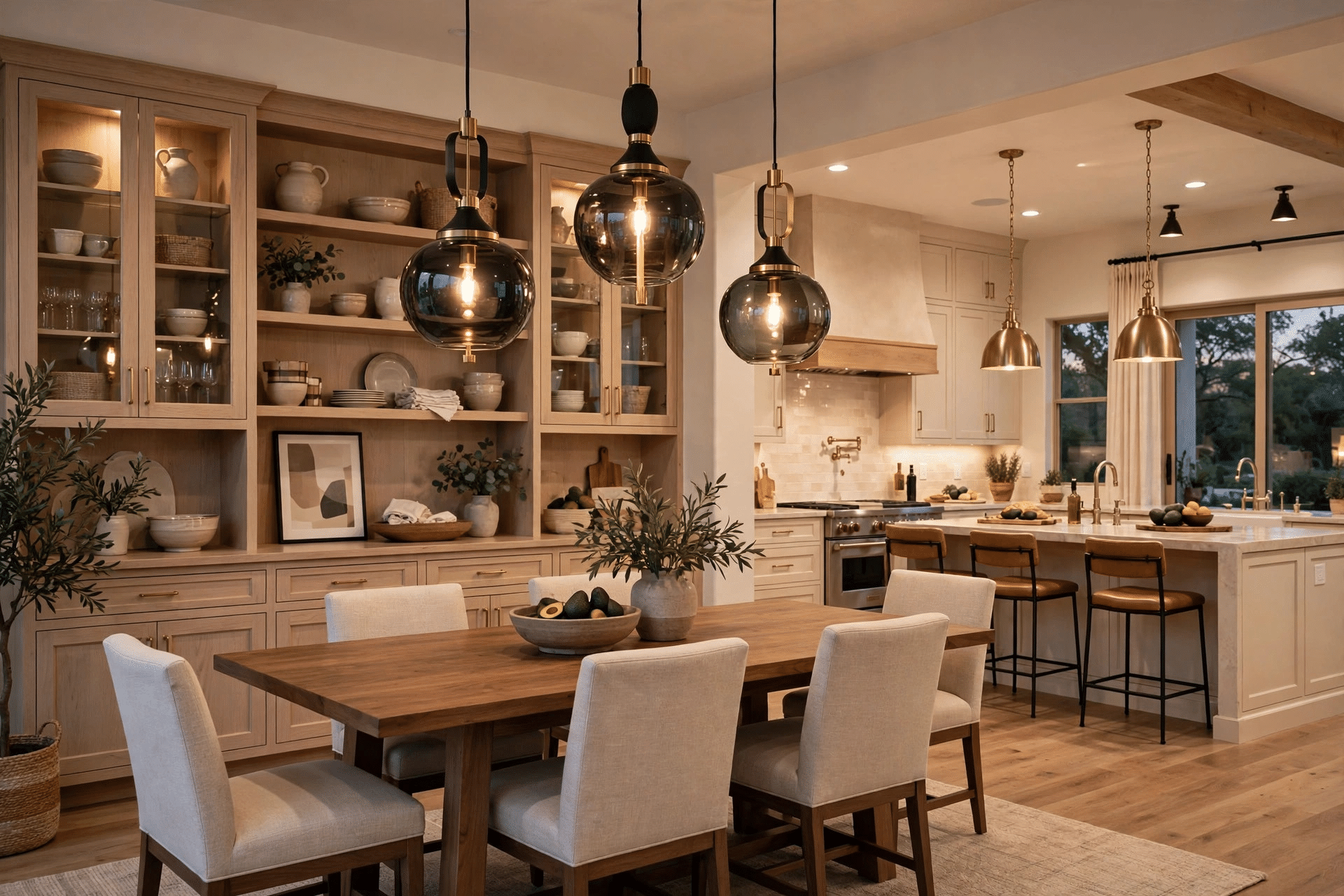 Dining Room Remodeling The Colony TX - Open-Concept Dining Space Remodeled dining room opened to the kitchen with pendant lighting