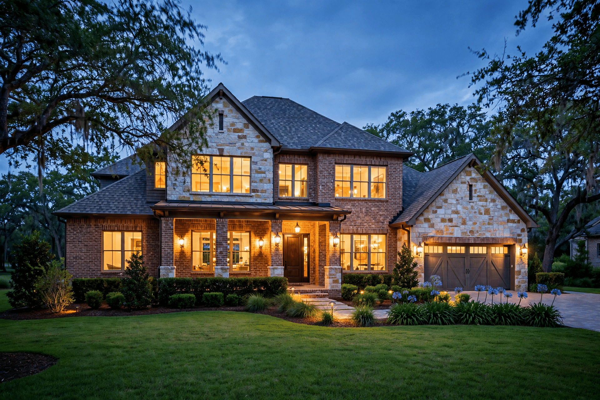 Structural and Multi-Trade Remodeling The Colony TX - Brick Home at Dusk general contractor the colony tx