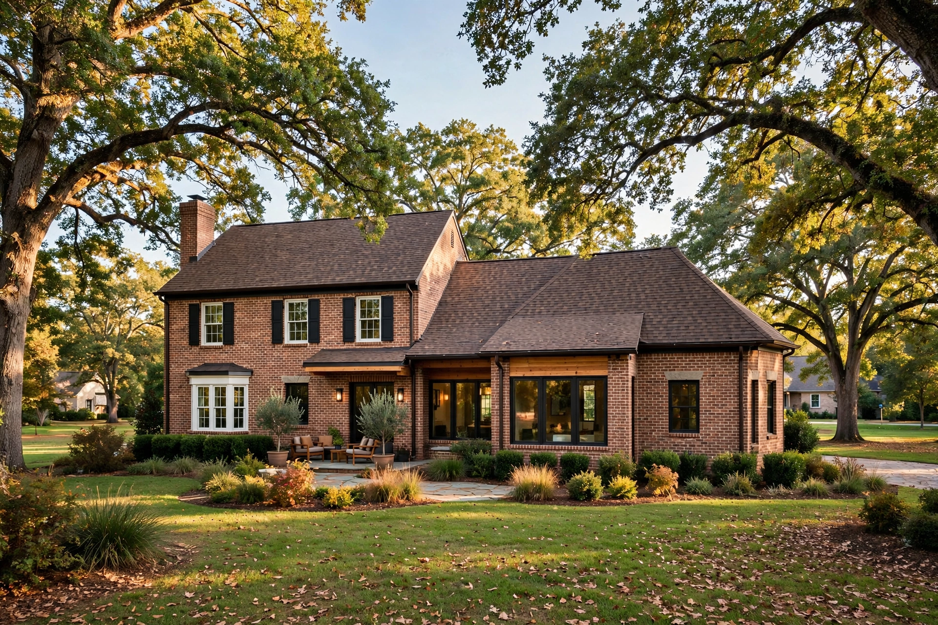 Home Additions Copper Canyon TX - Brick Home Addition on Acreage Brick home addition exterior tied into the existing roofline on a large treed lot