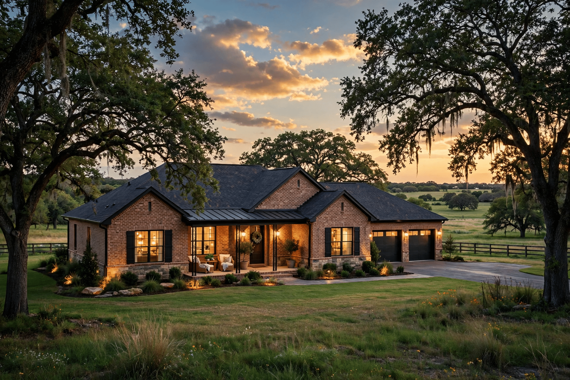 Structural and Multi-Trade Remodeling Copper Canyon TX - Estate Home at Dusk general contractor copper canyon tx
