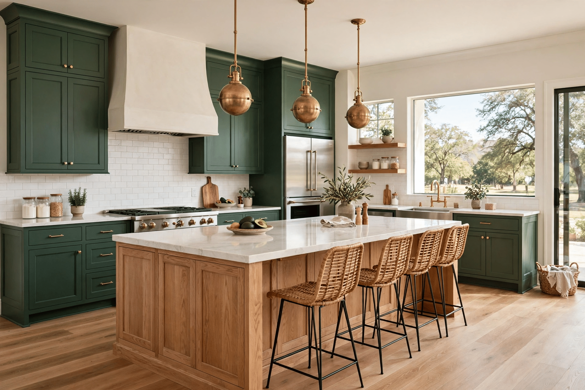 Remodeled kitchen with island and quartz counters in a Robson Ranch home
