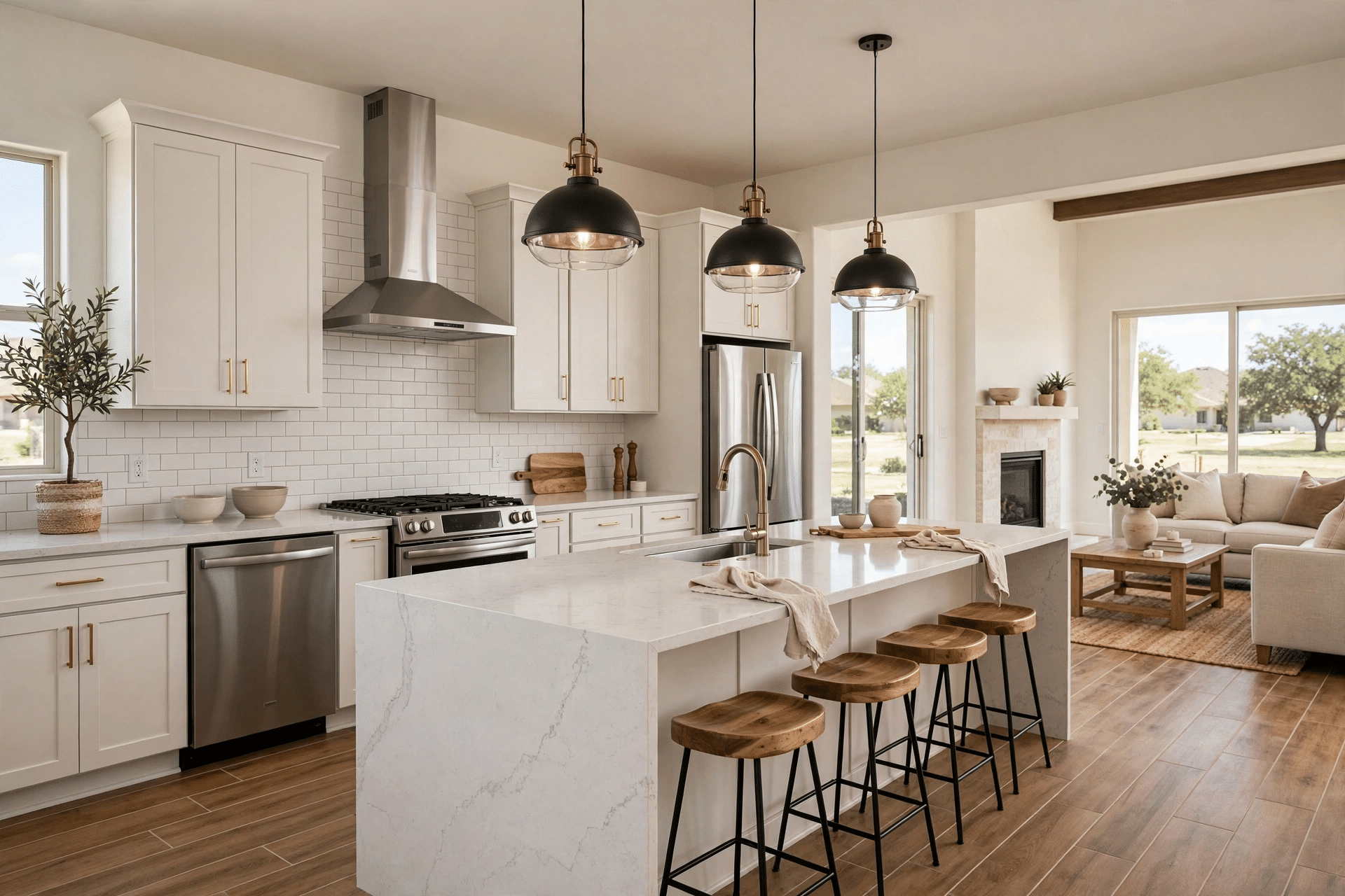 Home Remodeling Flower Mound TX 4 Remodeled kitchen open to living area in Flower Mound TX home