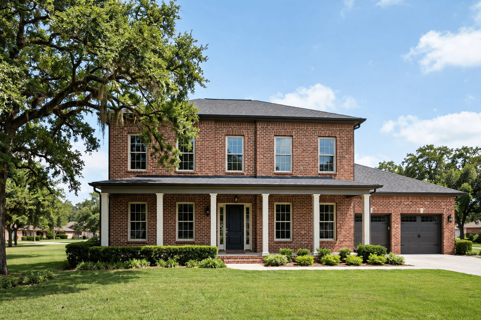 Brick home addition exterior seamlessly tied into the existing roofline