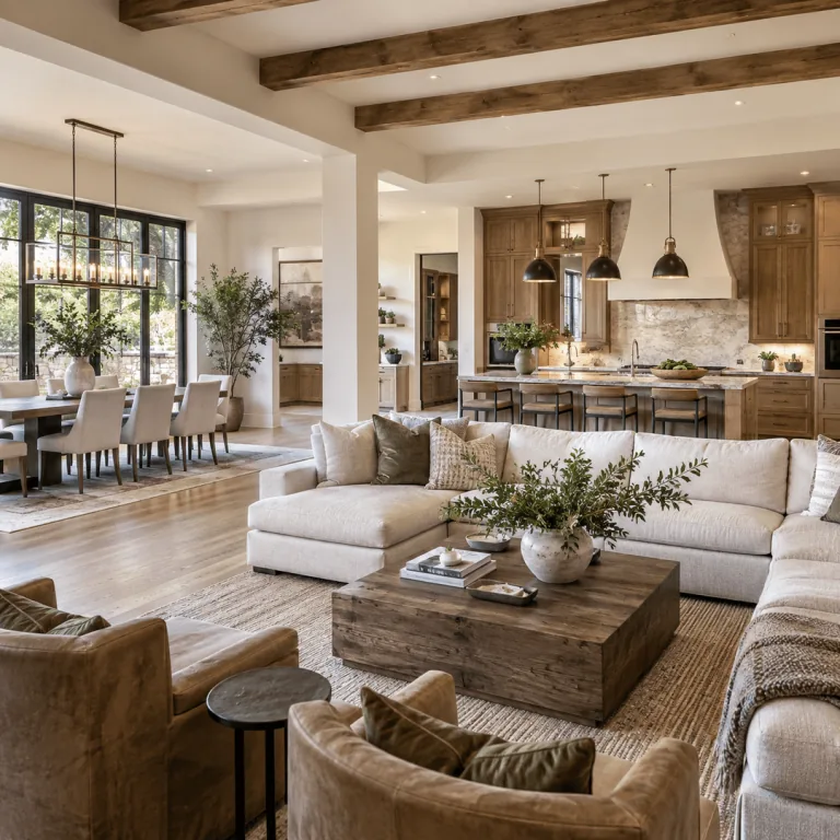 Whole-home remodeling by a general contractor Denton TX homeowners trust, with connected kitchen and living area