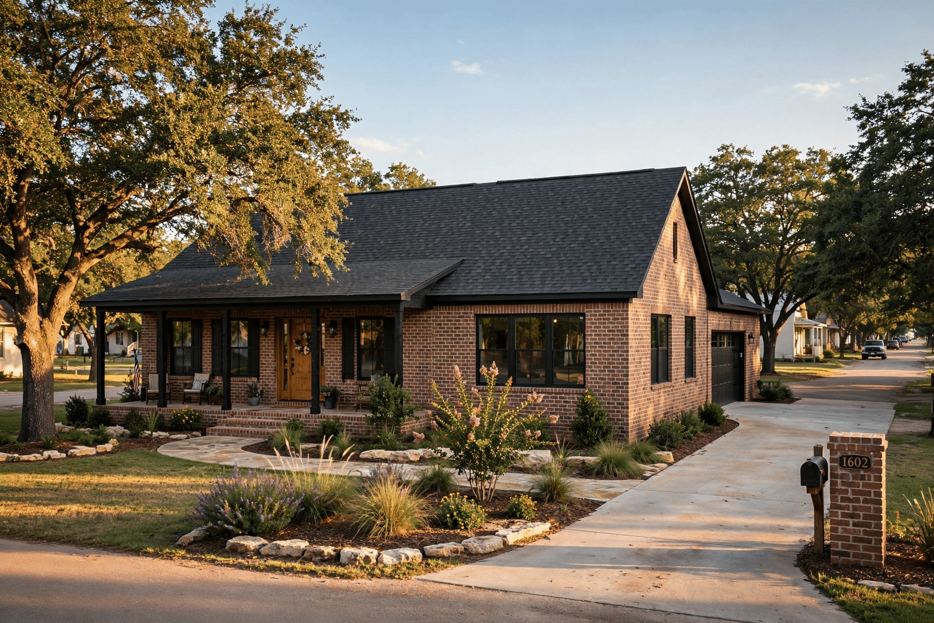 Brick home addition exterior seamlessly tied into the existing roofline