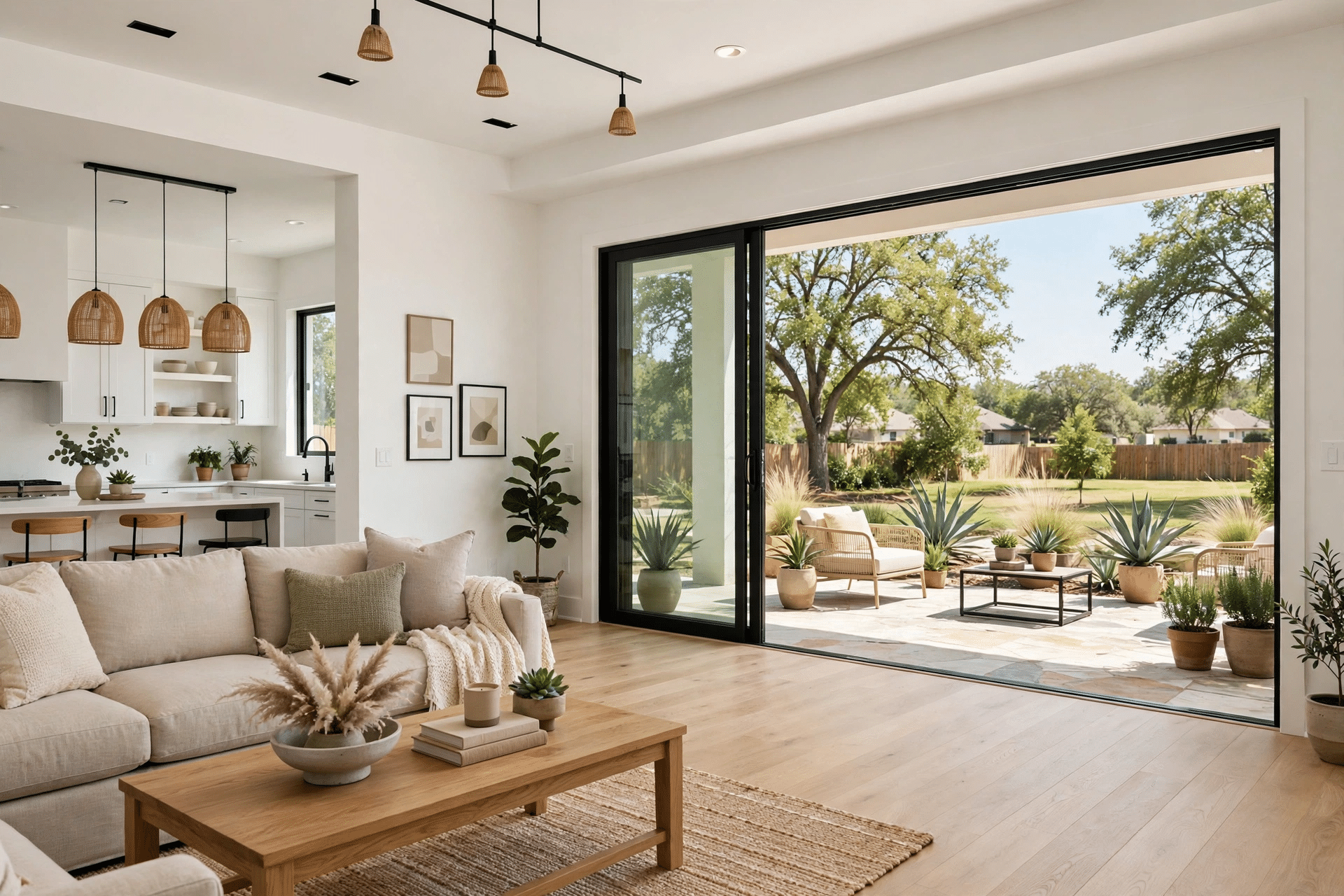 Living room renovation in The Colony TX with opened walls and bright natural light